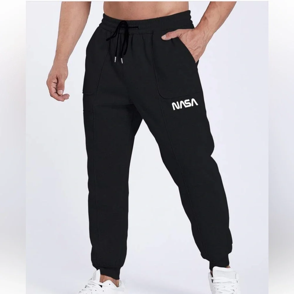 SHEIN MEN’s NASA joggers are fleece-lined. Medium
